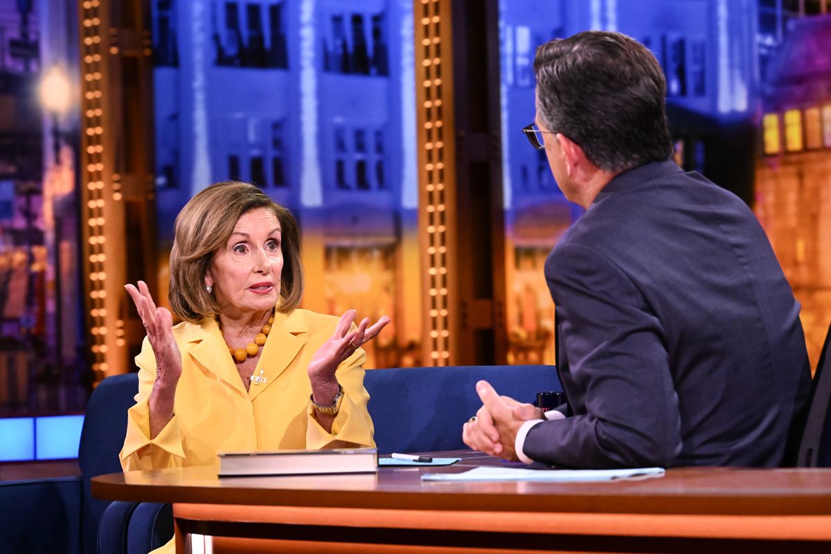 Protesters Prompt Pelosi to Discuss Gaza During Her Interview With Stephen Colbert