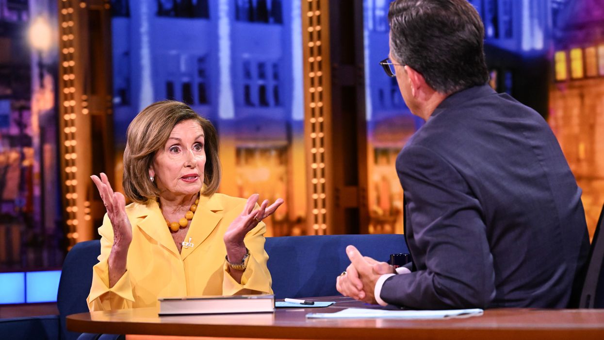 Protesters Prompt Pelosi to Discuss Gaza During Her Interview With Stephen Colbert